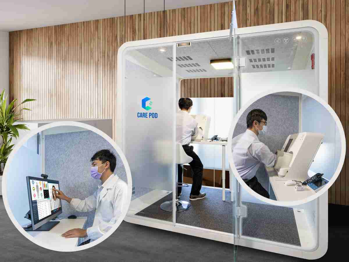 达擎于医疗科技展中展出＂远距诊疗舱＂，，以因应医疗数字化及社会高龄化趋势下、、、复诊及慢性病患等族群对于远距看诊需求逐渐升高所推出的创新整合方案。。多功能合一、、高隐私性的远距诊疗舱可根据病患端与医师端的不同需求，，，提供弹性化及客制化功能，，，，节省医生和病患的精力及时间